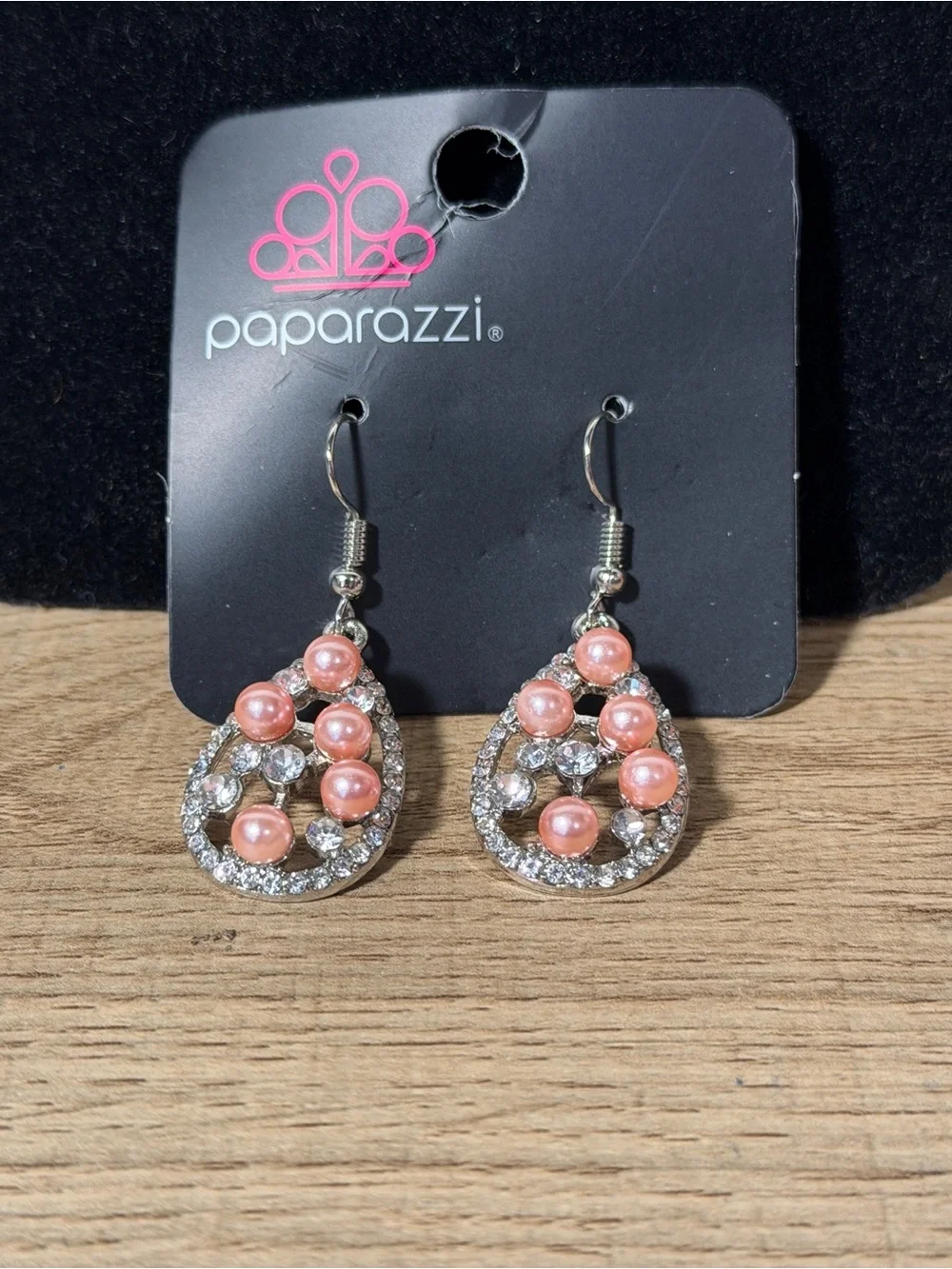 Paparazzi Coral Pearl Teardrop Dangle Earrings